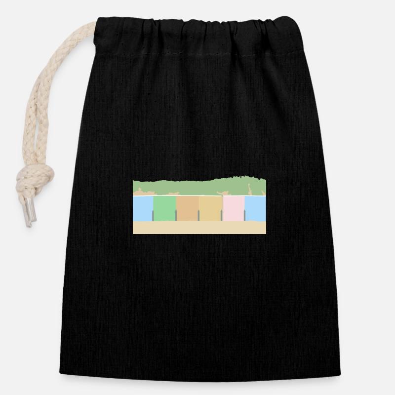Maisons de plage avec dunes - Sac cadeau en coton avec cordon (14 x 20 cm) - noir