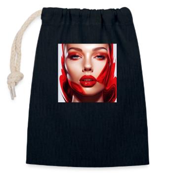 Sexy Frau mit roten Lippen - Verschließbarer Geschenkbeutel aus Baumwolle (14x20cm) - Navy - Vorne