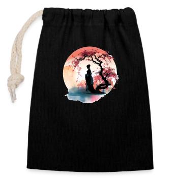 Rêve japonais #3 - Sac cadeau en coton avec cordon (14 x 20 cm) - noir - Devant