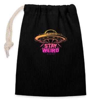 Restez bizarre - Sac cadeau en coton avec cordon (14 x 20 cm) - noir - Devant