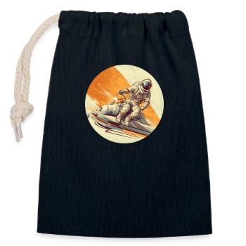Astronaute à bord d’un véhicule spatial - Sac cadeau en coton avec cordon (14 x 20 cm) - bleu marine - Devant