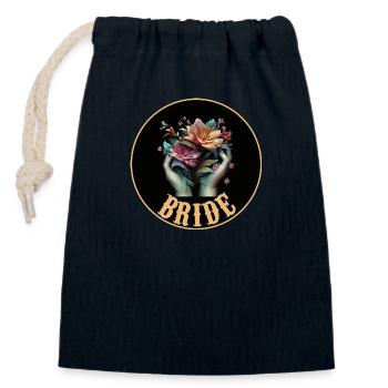 BRIDE,TSHIRT - Closable cotton gift bag (14x20cm) - navy - Front