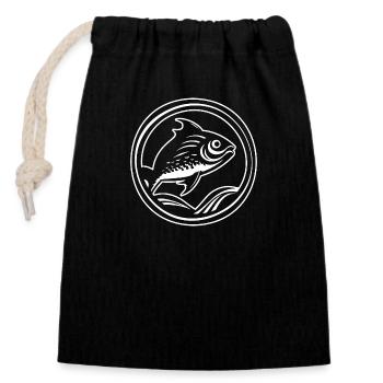 Fish Fishing Sea Fishing - Closable cotton gift bag (14x20cm) - black - Front