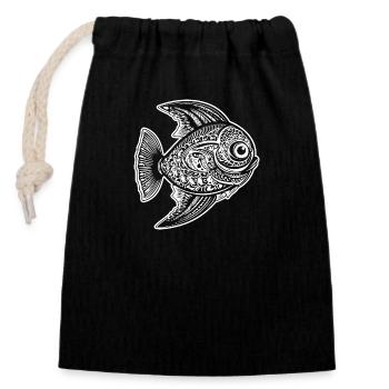 Fish Fishing Sea Fishing - Closable cotton gift bag (14x20cm) - black - Front