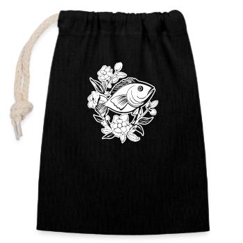 Fish Fishing Sea Fishing - Closable cotton gift bag (14x20cm) - black - Front