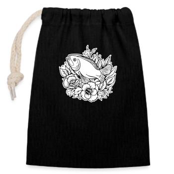 Fish Fishing Sea Fishing - Closable cotton gift bag (14x20cm) - black - Front
