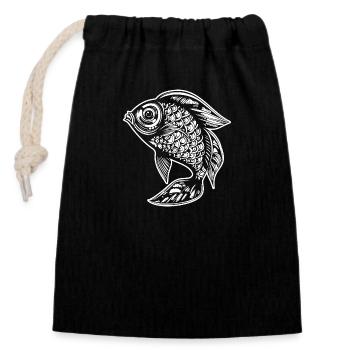 Fish Fishing Sea Fishing - Closable cotton gift bag (14x20cm) - black - Front