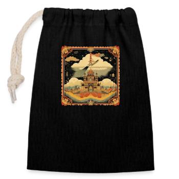Asian painting - Closable cotton gift bag (14x20cm) - black - Front