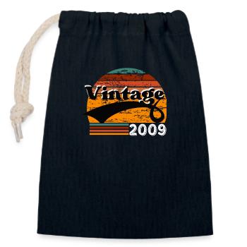 Vintage 2009 - Closable cotton gift bag (14x20cm) - navy - Front