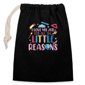 J’aime mon travail pour toutes les petites raisons - Sac cadeau en coton avec cordon (14 x 20 cm) - noir - Devant