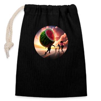 Watermelon madness - Closable cotton gift bag (14x20cm) - black - Front