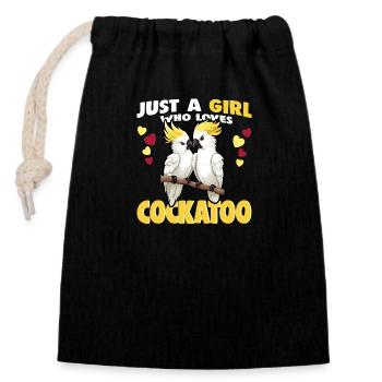 Just a Girl who Loves Cockatoo - Closable cotton gift bag (14x20cm) - black - Front