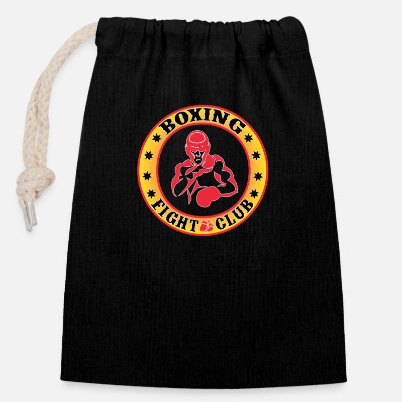 Conception de club de combat de boxe - Sac cadeau en coton avec cordon (14 x 20 cm) - noir