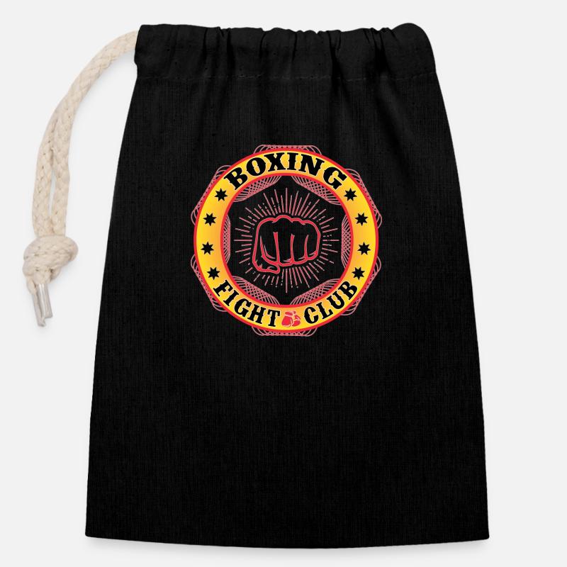 Conception de club de combat de boxe - Sac cadeau en coton avec cordon (14 x 20 cm) - noir