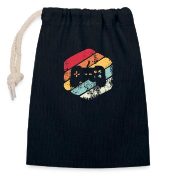 Console cadeau Vintage - Sac cadeau en coton avec cordon (14 x 20 cm) - bleu marine - Devant