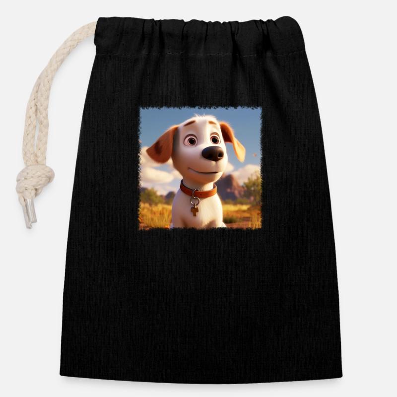 affectionate dog - Closable cotton gift bag (14x20cm) - black
