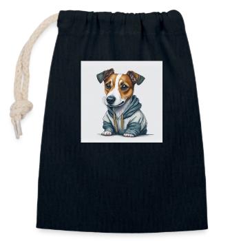Jack Russel Terrier - Verschließbarer Geschenkbeutel aus Baumwolle (14x20cm) - Navy - Vorne