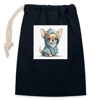 Chihuahua im Hoodie. - Verschließbarer Geschenkbeutel aus Baumwolle (14x20cm) - Navy - Vorne