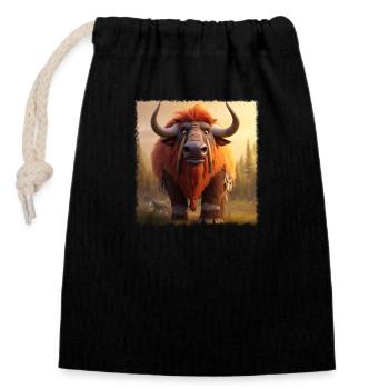 Cooles Bison - Verschließbarer Geschenkbeutel aus Baumwolle (14x20cm) - Schwarz - Vorne