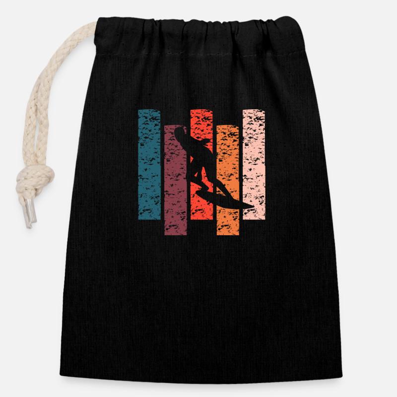 Surf cadeau Vintage - Sac cadeau en coton avec cordon (14 x 20 cm) - noir