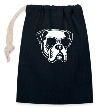 Races de chiens boxers - Sac cadeau en coton avec cordon (14 x 20 cm) - bleu marine - Devant