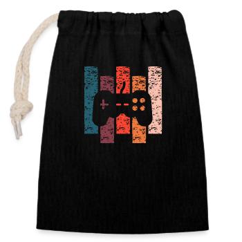 Console cadeau Vintage - Sac cadeau en coton avec cordon (14 x 20 cm) - noir - Devant