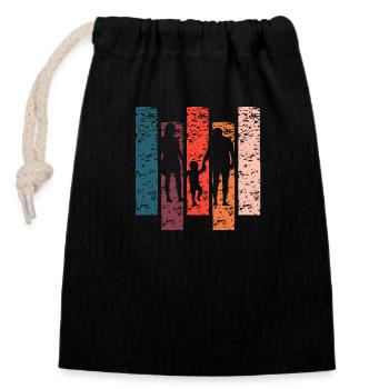 The Vintage gift family - Closable cotton gift bag (14x20cm) - black - Front