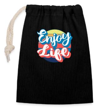 Enjoy Life - Closable cotton gift bag (14x20cm) - black - Front