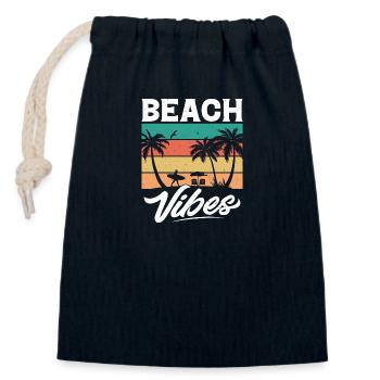 Vibrations de la plage - Sac cadeau en coton avec cordon (14 x 20 cm) - bleu marine - Devant