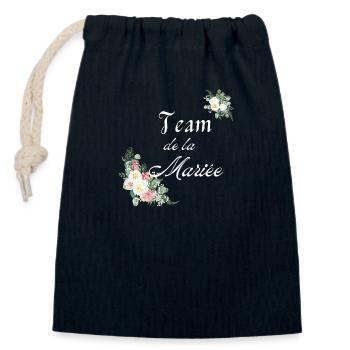team de la Mariée - Sac cadeau en coton avec cordon (14 x 20 cm) - bleu marine - Devant