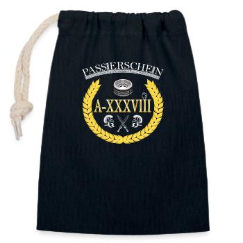 Passe A 38 - Sac cadeau en coton avec cordon (14 x 20 cm) - bleu marine - Devant
