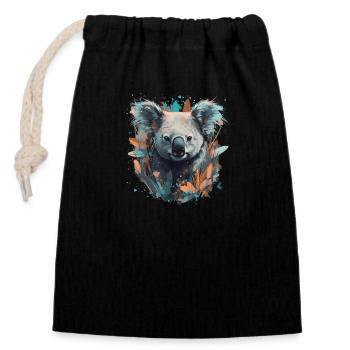 Koala Ours dans les eucalyptus - Sac cadeau en coton avec cordon (14 x 20 cm) - noir - Devant