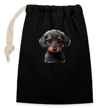 Hunde Dachshund Hund Hundehalter Dackelwelpe - Verschließbarer Geschenkbeutel aus Baumwolle (14x20cm) - Schwarz - Vorne