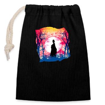 Japanese Geisha at Sunset #3 - Closable cotton gift bag (14x20cm) - black - Front