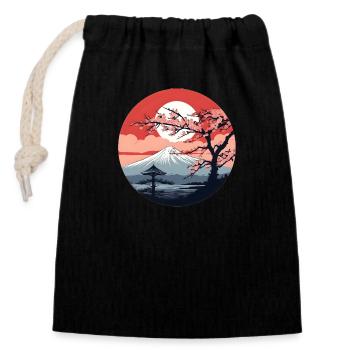 Japan Fuji Moonshine #1 - Closable cotton gift bag (14x20cm) - black - Front