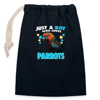 Just a Boy who Loves Parrots - Closable cotton gift bag (14x20cm) - navy - Front