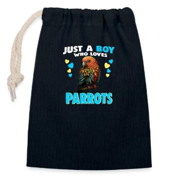 Just a Boy who Loves Parrots - Closable cotton gift bag (14x20cm) - navy - Front