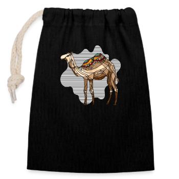 Camel - Closable cotton gift bag (14x20cm) - black - Front