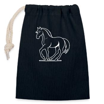 Horse Horse Head Pony - Closable cotton gift bag (14x20cm) - navy - Front