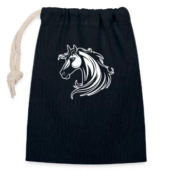 Horse Horse Head Pony - Closable cotton gift bag (14x20cm) - navy - Front