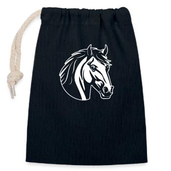 Horse Horse Head Pony - Closable cotton gift bag (14x20cm) - navy - Front