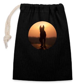 Silhouette de berger allemand / loup - Sac cadeau en coton avec cordon (14 x 20 cm) - noir - Devant