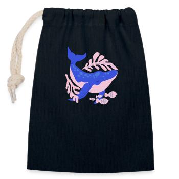 Pink and blue whale - Closable cotton gift bag (14x20cm) - navy - Front