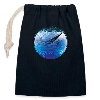 Baleine bleue - Sac cadeau en coton avec cordon (14 x 20 cm) - bleu marine - Devant
