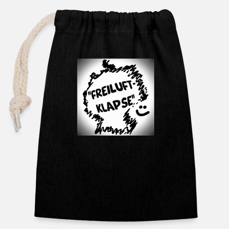 Freiluftklapse - Verschließbarer Geschenkbeutel aus Baumwolle (14x20cm) - Schwarz