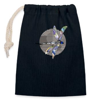 Libellule - Sac cadeau en coton avec cordon (14 x 20 cm) - bleu marine - Devant