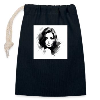 Classy Woman 2 - Closable cotton gift bag (14x20cm) - navy - Front