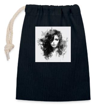 Classy woman 3 - Closable cotton gift bag (14x20cm) - navy - Front