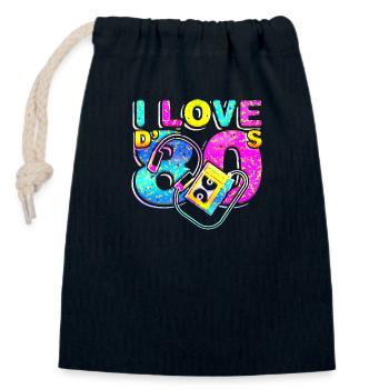 80s retro vintage funny 70s nostalgia music love - Closable cotton gift bag (14x20cm) - navy - Front