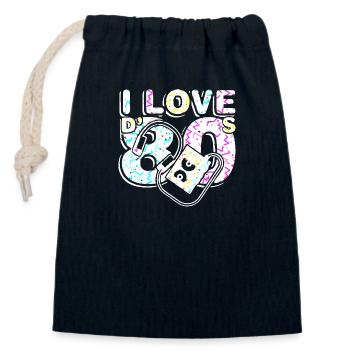 80s retro vintage funny 70s nostalgia music love - Closable cotton gift bag (14x20cm) - navy - Front